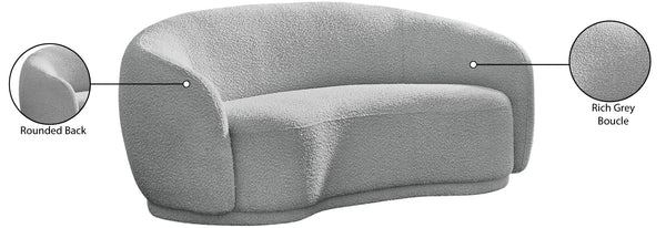 Hyde Boucle Fabric / Engineered Wood / Foam Contemporary Grey Boucle Fabric Loveseat - 64" W x 38" D x 27.5" H
