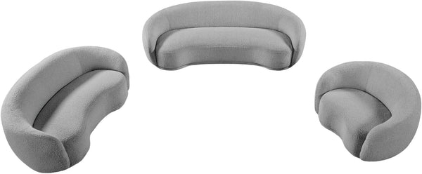 Hyde Boucle Fabric / Engineered Wood / Foam Contemporary Grey Boucle Fabric Loveseat - 64" W x 38" D x 27.5" H