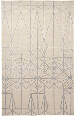 Micah Art Deco Architectural Rug, Ivory Bone/Silver, 8ft x 11ft Area Rug