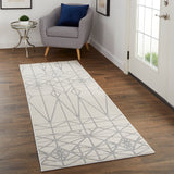 Micah Art Deco Architectural Rug, Ivory Bone/Silver, 2ft-10in x 7ft-10in, Runner