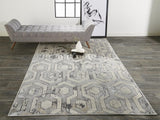 Micah Metallic Architectural Rug, Ivory Sand/Silver, 8ft x 11ft Area Rug
