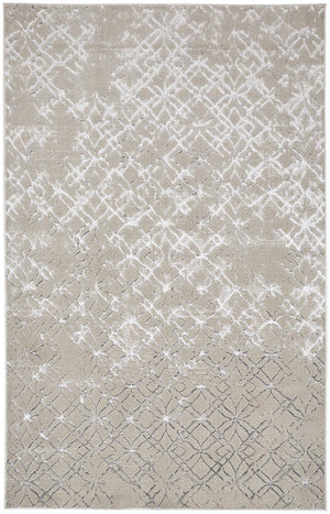 Micah Modern Metallic Trellis Rug, Ivory Bone/Silver, 8ft x 11ft Area Rug