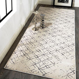 Micah Modern Metallic Trellis Rug, Ivory Bone/Silver, 2ft-10in x 7ft-10in, Runner