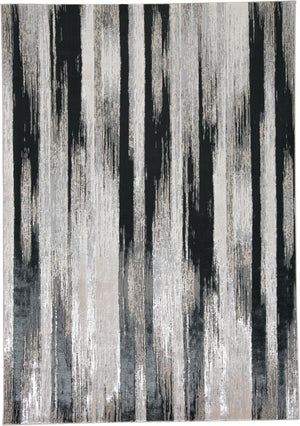 Micah Gradient Streak Metallic Rug, Black/Metallic Silver, 8ft x 11ft Area Rug