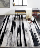 Micah Gradient Streak Metallic Rug, Black/Metallic Silver, 8ft x 11ft Area Rug