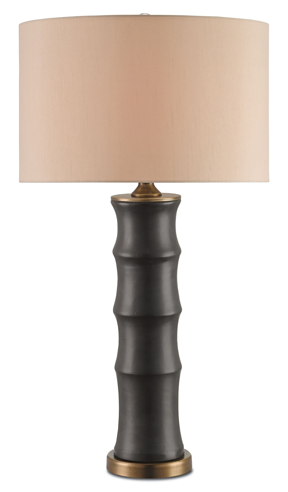 Roark Table Lamp - Elegant Ceramic Design with Matte Black Finish & Gold Shantung Shade for Style