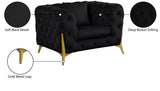 Kingdom Velvet / Plywood / Iron / Foam / Fiber Contemporary Black Velvet Chair - 44" W x 34.5" D x 29.5" H