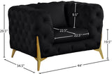 Kingdom Velvet / Plywood / Iron / Foam / Fiber Contemporary Black Velvet Chair - 44" W x 34.5" D x 29.5" H