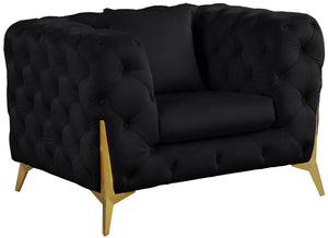 Kingdom Velvet / Plywood / Iron / Foam / Fiber Contemporary Black Velvet Chair - 44" W x 34.5" D x 29.5" H