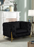 Kingdom Velvet / Plywood / Iron / Foam / Fiber Contemporary Black Velvet Chair - 44" W x 34.5" D x 29.5" H