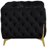 Kingdom Velvet / Plywood / Iron / Foam / Fiber Contemporary Black Velvet Chair - 44" W x 34.5" D x 29.5" H