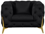 Kingdom Velvet / Plywood / Iron / Foam / Fiber Contemporary Black Velvet Chair - 44" W x 34.5" D x 29.5" H