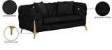 Kingdom Velvet / Plywood / Iron / Foam / Fiber Contemporary Black Velvet Loveseat - 67" W x 34.5" D x 29.5" H