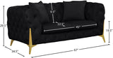 Kingdom Velvet / Plywood / Iron / Foam / Fiber Contemporary Black Velvet Loveseat - 67" W x 34.5" D x 29.5" H