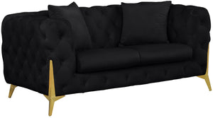 Kingdom Velvet / Plywood / Iron / Foam / Fiber Contemporary Black Velvet Loveseat - 67" W x 34.5" D x 29.5" H