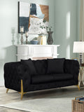 Kingdom Velvet / Plywood / Iron / Foam / Fiber Contemporary Black Velvet Loveseat - 67" W x 34.5" D x 29.5" H