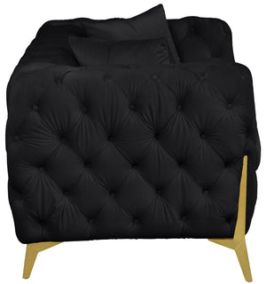 Kingdom Velvet / Plywood / Iron / Foam / Fiber Contemporary Black Velvet Loveseat - 67" W x 34.5" D x 29.5" H
