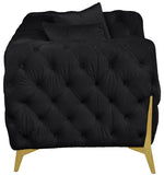 Kingdom Velvet / Plywood / Iron / Foam / Fiber Contemporary Black Velvet Loveseat - 67" W x 34.5" D x 29.5" H