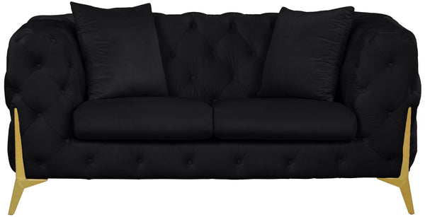 Kingdom Velvet / Plywood / Iron / Foam / Fiber Contemporary Black Velvet Loveseat - 67" W x 34.5" D x 29.5" H