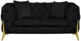 Kingdom Velvet / Plywood / Iron / Foam / Fiber Contemporary Black Velvet Loveseat - 67" W x 34.5" D x 29.5" H