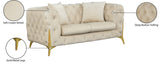 Kingdom Velvet / Plywood / Iron / Foam / Fiber Contemporary Cream Velvet Loveseat - 67" W x 34.5" D x 29.5" H