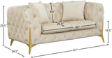 Kingdom Velvet / Plywood / Iron / Foam / Fiber Contemporary Cream Velvet Loveseat - 67" W x 34.5" D x 29.5" H