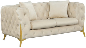 Kingdom Velvet / Plywood / Iron / Foam / Fiber Contemporary Cream Velvet Loveseat - 67" W x 34.5" D x 29.5" H
