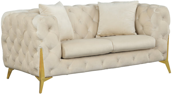 Kingdom Velvet / Plywood / Iron / Foam / Fiber Contemporary Cream Velvet Loveseat - 67" W x 34.5" D x 29.5" H