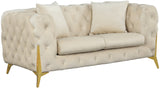 Kingdom Velvet / Plywood / Iron / Foam / Fiber Contemporary Cream Velvet Loveseat - 67" W x 34.5" D x 29.5" H