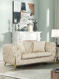 Kingdom Velvet / Plywood / Iron / Foam / Fiber Contemporary Cream Velvet Loveseat - 67" W x 34.5" D x 29.5" H