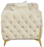 Kingdom Velvet / Plywood / Iron / Foam / Fiber Contemporary Cream Velvet Loveseat - 67" W x 34.5" D x 29.5" H