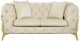 Kingdom Velvet / Plywood / Iron / Foam / Fiber Contemporary Cream Velvet Loveseat - 67" W x 34.5" D x 29.5" H