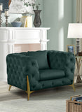 Kingdom Velvet / Plywood / Iron / Foam / Fiber Contemporary Green Velvet Chair - 44" W x 34.5" D x 29.5" H