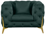 Kingdom Velvet / Plywood / Iron / Foam / Fiber Contemporary Green Velvet Chair - 44" W x 34.5" D x 29.5" H