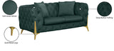 Kingdom Velvet / Plywood / Iron / Foam / Fiber Contemporary Green Velvet Loveseat - 67" W x 34.5" D x 29.5" H