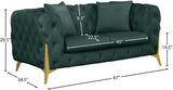 Kingdom Velvet / Plywood / Iron / Foam / Fiber Contemporary Green Velvet Loveseat - 67" W x 34.5" D x 29.5" H