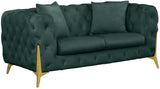 Kingdom Velvet / Plywood / Iron / Foam / Fiber Contemporary Green Velvet Loveseat - 67" W x 34.5" D x 29.5" H