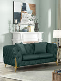 Kingdom Velvet / Plywood / Iron / Foam / Fiber Contemporary Green Velvet Loveseat - 67" W x 34.5" D x 29.5" H