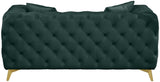 Kingdom Velvet / Plywood / Iron / Foam / Fiber Contemporary Green Velvet Loveseat - 67" W x 34.5" D x 29.5" H