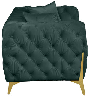 Kingdom Velvet / Plywood / Iron / Foam / Fiber Contemporary Green Velvet Loveseat - 67" W x 34.5" D x 29.5" H