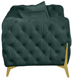 Kingdom Velvet / Plywood / Iron / Foam / Fiber Contemporary Green Velvet Loveseat - 67" W x 34.5" D x 29.5" H