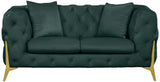 Kingdom Velvet / Plywood / Iron / Foam / Fiber Contemporary Green Velvet Loveseat - 67" W x 34.5" D x 29.5" H