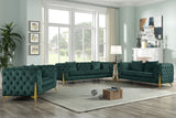 Kingdom Velvet / Plywood / Iron / Foam / Fiber Contemporary Green Velvet Loveseat - 67" W x 34.5" D x 29.5" H