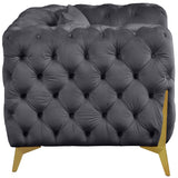 Kingdom Velvet / Plywood / Iron / Foam / Fiber Contemporary Grey Velvet Chair - 44" W x 34.5" D x 29.5" H