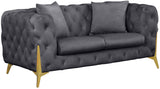 Kingdom Velvet / Plywood / Iron / Foam / Fiber Contemporary Grey Velvet Loveseat - 67" W x 34.5" D x 29.5" H