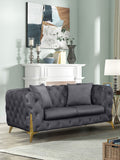 Kingdom Velvet / Plywood / Iron / Foam / Fiber Contemporary Grey Velvet Loveseat - 67" W x 34.5" D x 29.5" H