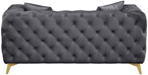 Kingdom Velvet / Plywood / Iron / Foam / Fiber Contemporary Grey Velvet Loveseat - 67" W x 34.5" D x 29.5" H