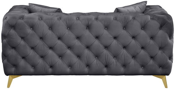 Kingdom Velvet / Plywood / Iron / Foam / Fiber Contemporary Grey Velvet Loveseat - 67" W x 34.5" D x 29.5" H
