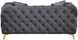 Kingdom Velvet / Plywood / Iron / Foam / Fiber Contemporary Grey Velvet Loveseat - 67" W x 34.5" D x 29.5" H