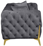 Kingdom Velvet / Plywood / Iron / Foam / Fiber Contemporary Grey Velvet Loveseat - 67" W x 34.5" D x 29.5" H